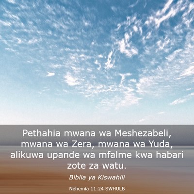 Picture 03 - Nehemia 11:24 SWHULB - Pethahia mwana wa Meshezabeli, mwana wa Zera, - Bible Verse Picture