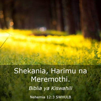 Picture 03 - Nehemia 12:3 SWHULB - Shekania, Harimu na - Bible Verse Picture