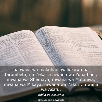 Picture 03 - Nehemia 12:35 SWHULB - na wana wa makuhani waliokuwa na tarumbeta, na - Bible Verse Picture