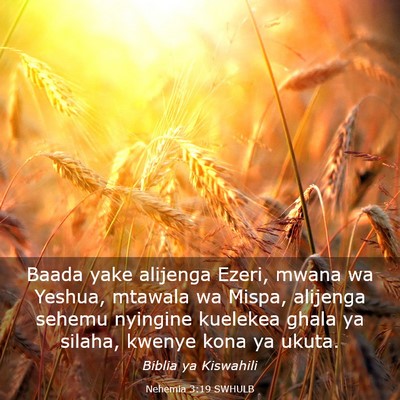 Picture 03 - Nehemia 3:19 SWHULB - Baada yake alijenga Ezeri, mwana wa Yeshua, - Bible Verse Picture