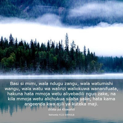 Picture 03 - Nehemia 4:23 SWHULB - Basi si mimi, wala ndugu zangu, wala watumishi - Bible Verse Picture