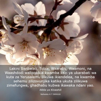Picture 03 - Nehemia 4:7 SWHULB - Lakini Sanbalati, Tobia, Waarabu, Waamoni, na - Bible Verse Picture