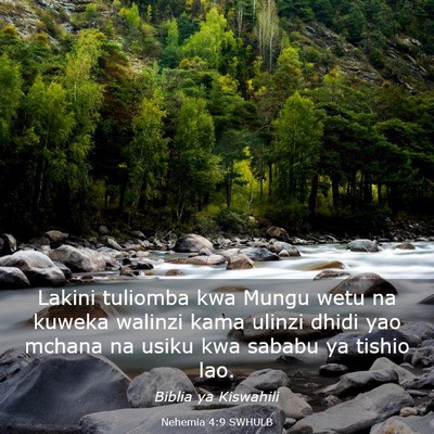 Picture 03 - Nehemia 4:9 SWHULB - Lakini tuliomba kwa Mungu wetu na kuweka walinzi - Bible Verse Picture