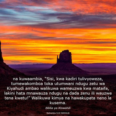 Picture 03 - Nehemia 5:8 SWHULB - na kuwaambia, “Sisi, kwa kadiri tulivyoweza, - Bible Verse Picture