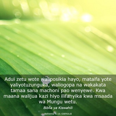 Picture 03 - Nehemia 6:16 SWHULB - Adui zetu wote waliposikia hayo, mataifa yote - Bible Verse Picture