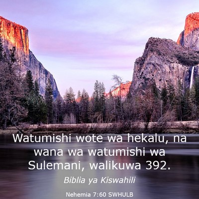 Picture 03 - Nehemia 7:60 SWHULB - Watumishi wote wa hekalu, na wana wa watumishi wa - Bible Verse Picture