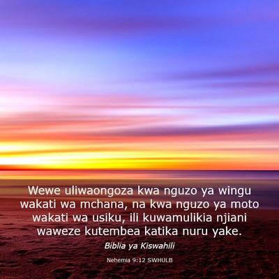 Picture 03 - Nehemia 9:12 SWHULB - Wewe uliwaongoza kwa nguzo ya wingu wakati wa - Bible Verse Picture