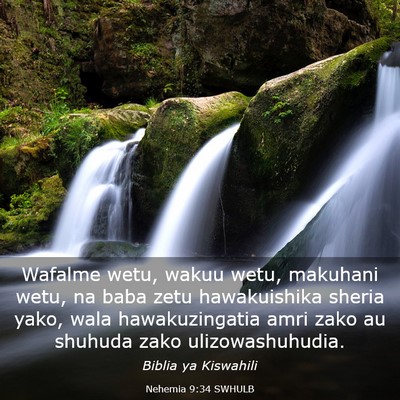 Picture 03 - Nehemia 9:34 SWHULB - Wafalme wetu, wakuu wetu, makuhani wetu, na baba - Bible Verse Picture