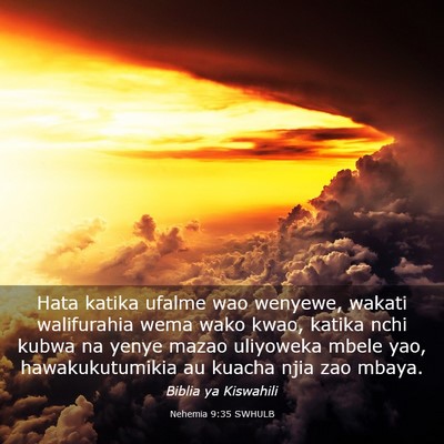 Picture 03 - Nehemia 9:35 SWHULB - Hata katika ufalme wao wenyewe, wakati - Bible Verse Picture