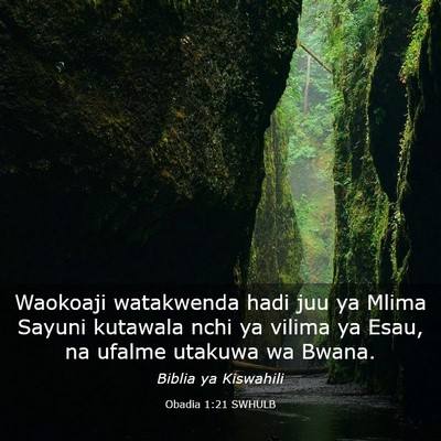 Picture 03 - Obadia 1:21 SWHULB - Waokoaji watakwenda hadi juu ya Mlima Sayuni - Bible Verse Picture