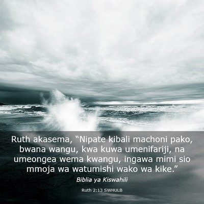 Picture 03 - Ruth 2:13 SWHULB - Ruth akasema, “Nipate kibali machoni pako, - Bible Verse Picture