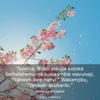 Picture 03 - Ruth 2:4 SWHULB - Tazama, Boazi alikuja kutoka bethelehemu na - Bible Verse Picture