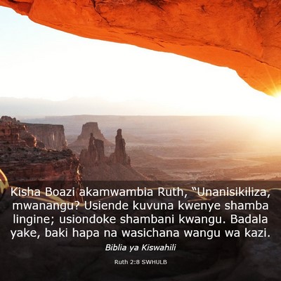 Picture 03 - Ruth 2:8 SWHULB - Kisha Boazi akamwambia Ruth, “Unanisikiliza, - Bible Verse Picture