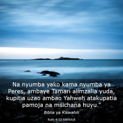 Picture 03 - Ruth 4:12 SWHULB - Na nyumba yako kama nyumba ya Peres, ambaye - Bible Verse Picture