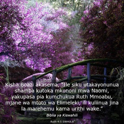 Picture 03 - Ruth 4:5 SWHULB - Kisha Boazi akasema, “Ile siku utakayonunua - Bible Verse Picture