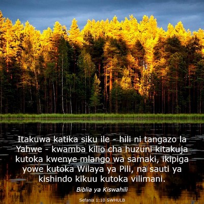 Picture 03 - Sefania 1:10 SWHULB - Itakuwa katika siku ile - hili ni tangazo la - Bible Verse Picture