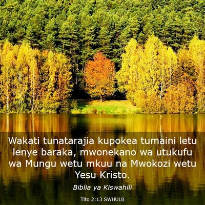 Picture 03 - Tito 2:13 SWHULB - Wakati tunatarajia kupokea tumaini letu lenye - Bible Verse Picture