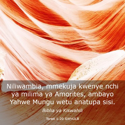 Picture 03 - Torati 1:20 SWHULB - Niliwambia, mmekuja kwenye nchi ya milima ya - Bible Verse Picture