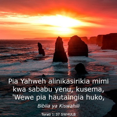 Picture 03 - Torati 1:37 SWHULB - Pia Yahweh alinikasirikia mimi kwa sababu yenu, - Bible Verse Picture