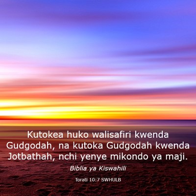 Picture 03 - Torati 10:7 SWHULB - Kutokea huko walisafiri kwenda Gudgodah, na - Bible Verse Picture
