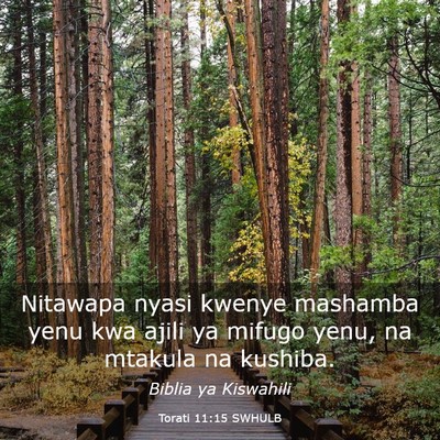 Picture 03 - Torati 11:15 SWHULB - Nitawapa nyasi kwenye mashamba yenu kwa ajili ya - Bible Verse Picture