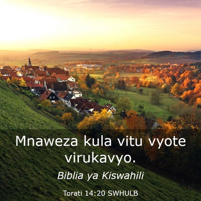 Picture 03 - Torati 14:20 SWHULB - Mnaweza kula vitu vyote - Bible Verse Picture