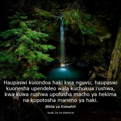 Picture 03 - Torati 16:19 SWHULB - Haupaswi kuiondoa haki kwa nguvu; haupaswi - Bible Verse Picture