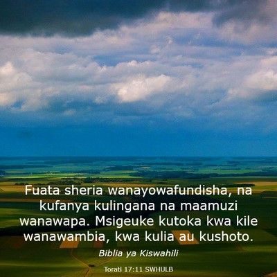 Picture 03 - Torati 17:11 SWHULB - Fuata sheria wanayowafundisha, na kufanya - Bible Verse Picture