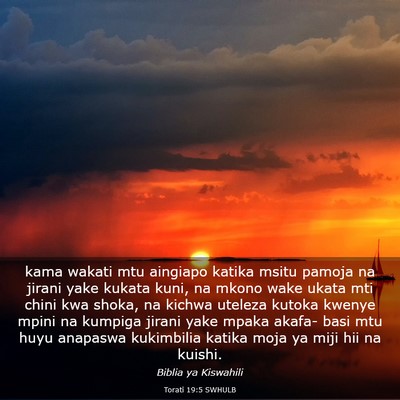 Picture 03 - Torati 19:5 SWHULB - kama wakati mtu aingiapo katika msitu pamoja na - Bible Verse Picture