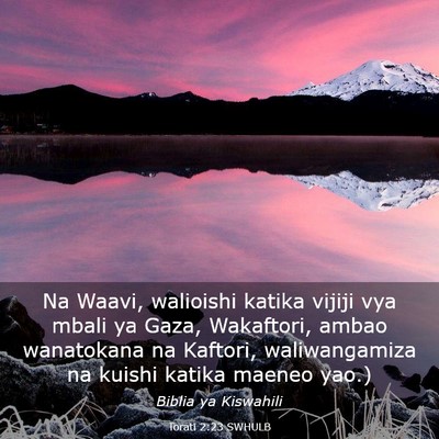 Picture 03 - Torati 2:23 SWHULB - Na Waavi, walioishi katika vijiji vya mbali ya - Bible Verse Picture