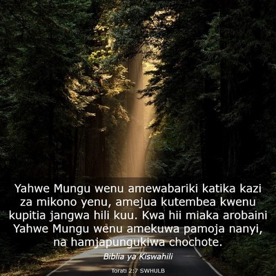 Picture 03 - Torati 2:7 SWHULB - Yahwe Mungu wenu amewabariki katika kazi za - Bible Verse Picture