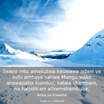 Picture 03 - Torati 21:1 SWHULB - Iwapo mtu amekutwa kauwawa ndani ya nchi ambayo - Bible Verse Picture