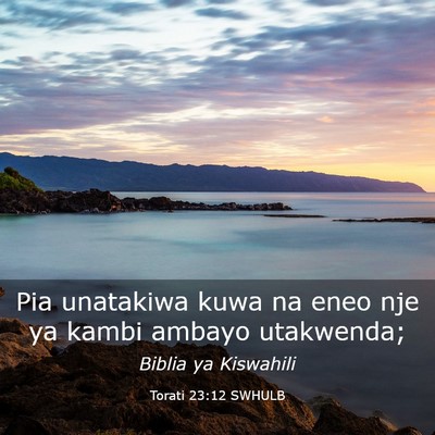 Picture 03 - Torati 23:12 SWHULB - Pia unatakiwa kuwa na eneo nje ya kambi ambayo - Bible Verse Picture