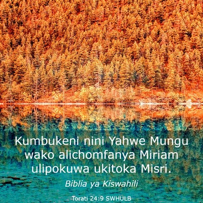 Picture 03 - Torati 24:9 SWHULB - Kumbukeni nini Yahwe Mungu wako alichomfanya - Bible Verse Picture