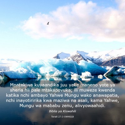 Picture 03 - Torati 27:3 SWHULB - Mnatakiwa kuyaandika juu yake maneno yote ya - Bible Verse Picture