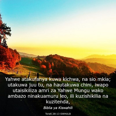 Picture 03 - Torati 28:13 SWHULB - Yahwe atakufanya kuwa kichwa, na sio mkia; - Bible Verse Picture