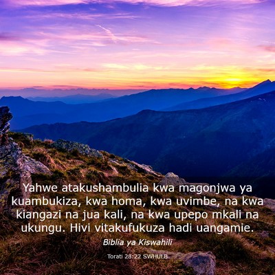 Picture 03 - Torati 28:22 SWHULB - Yahwe atakushambulia kwa magonjwa ya kuambukiza, - Bible Verse Picture