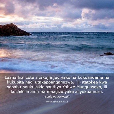 Picture 03 - Torati 28:45 SWHULB - Laana hizi zote zitakujia juu yako na kukuandama - Bible Verse Picture