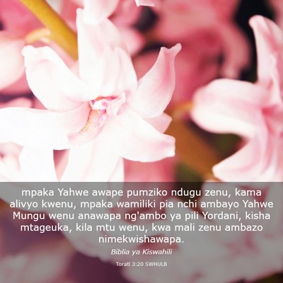 Picture 03 - Torati 3:20 SWHULB - mpaka Yahwe awape pumziko ndugu zenu, kama alivyo - Bible Verse Picture