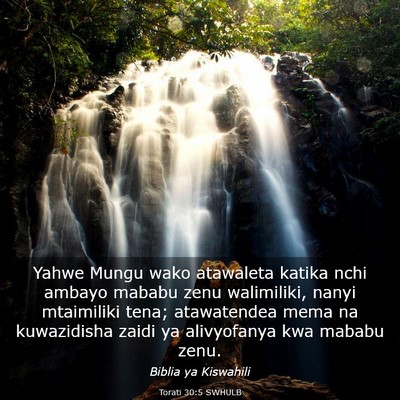 Picture 03 - Torati 30:5 SWHULB - Yahwe Mungu wako atawaleta katika nchi ambayo - Bible Verse Picture