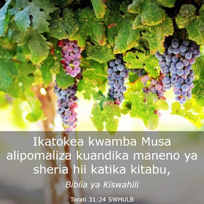 Picture 03 - Torati 31:24 SWHULB - Ikatokea kwamba Musa alipomaliza kuandika maneno - Bible Verse Picture