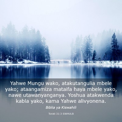 Picture 03 - Torati 31:3 SWHULB - Yahwe Mungu wako, atakutangulia mbele yako; - Bible Verse Picture