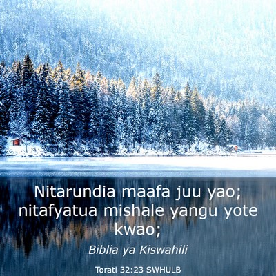 Picture 03 - Torati 32:23 SWHULB - Nitarundia maafa juu yao; nitafyatua mishale - Bible Verse Picture