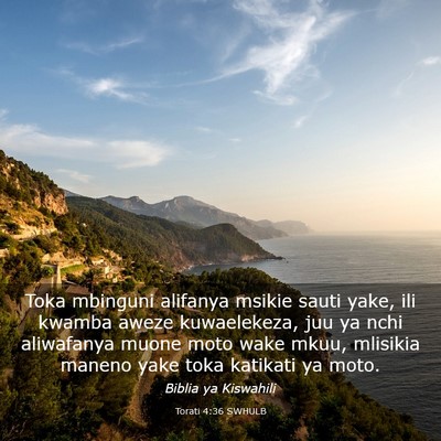 Picture 03 - Torati 4:36 SWHULB - Toka mbinguni alifanya msikie sauti yake, ili - Bible Verse Picture