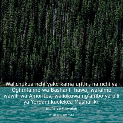 Picture 03 - Torati 4:47 SWHULB - Walichukua nchi yake kama urithi, na nchi ya Ogi - Bible Verse Picture