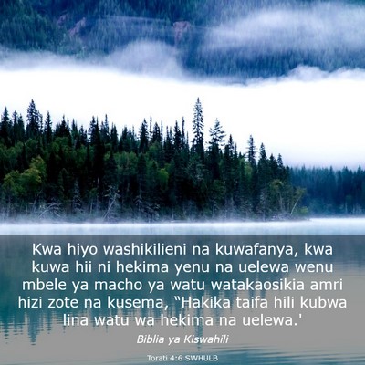 Picture 03 - Torati 4:6 SWHULB - Kwa hiyo washikilieni na kuwafanya, kwa kuwa hii - Bible Verse Picture