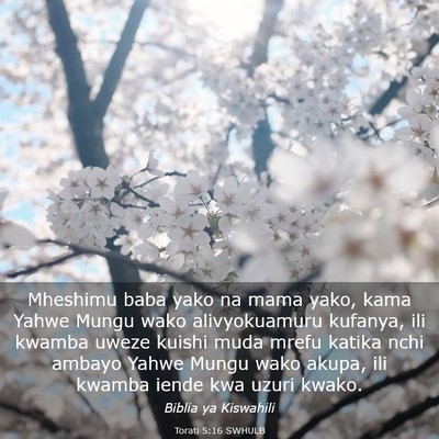 Picture 03 - Torati 5:16 SWHULB - Mheshimu baba yako na mama yako, kama Yahwe Mungu - Bible Verse Picture
