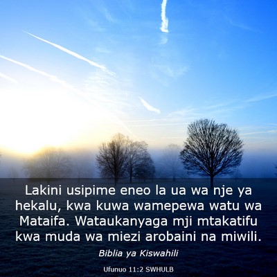 Picture 03 - Ufunuo 11:2 SWHULB - Lakini usipime eneo la ua wa nje ya hekalu, kwa - Bible Verse Picture