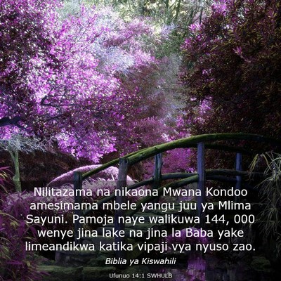Picture 03 - Ufunuo 14:1 SWHULB - Nilitazama na nikaona Mwana Kondoo amesimama - Bible Verse Picture