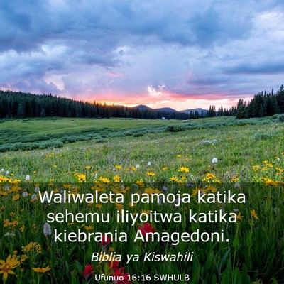 Picture 03 - Ufunuo 16:16 SWHULB - Waliwaleta pamoja katika sehemu iliyoitwa katika - Bible Verse Picture